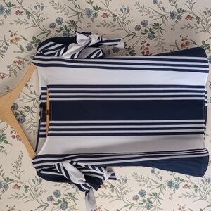 Banana Republic Blue And White • Bow Sleeve Striped Shirt